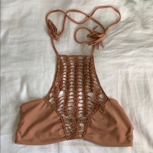 Acacia Tan Crochet Halter Bikini Top